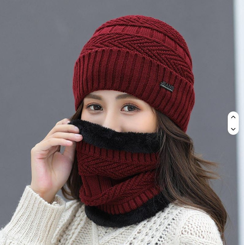Winter Beanie & Neck Warmer Set | Unisex Woolen Cap (2 Pcs)