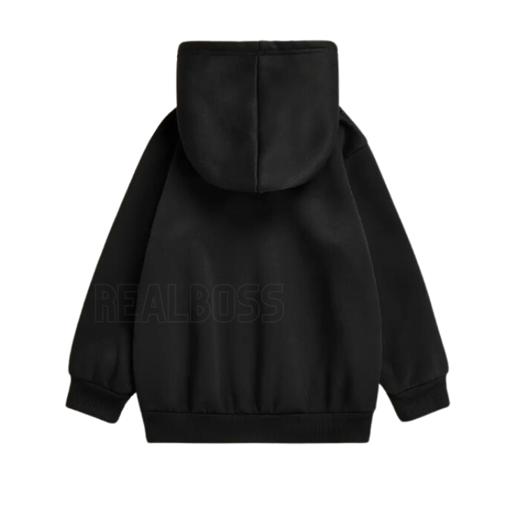 Real Boss By Rich Man Boys Warm Thickened Fleece Comfy Tops & Pants,King Pattern Print Long Sleeve Hoodie Pullover Sweatshirts & Pants, 2pieces Sports Suit Outfits, Kids Trendy Clothes Set - Tshirts For Boys / Tshirts For Girls