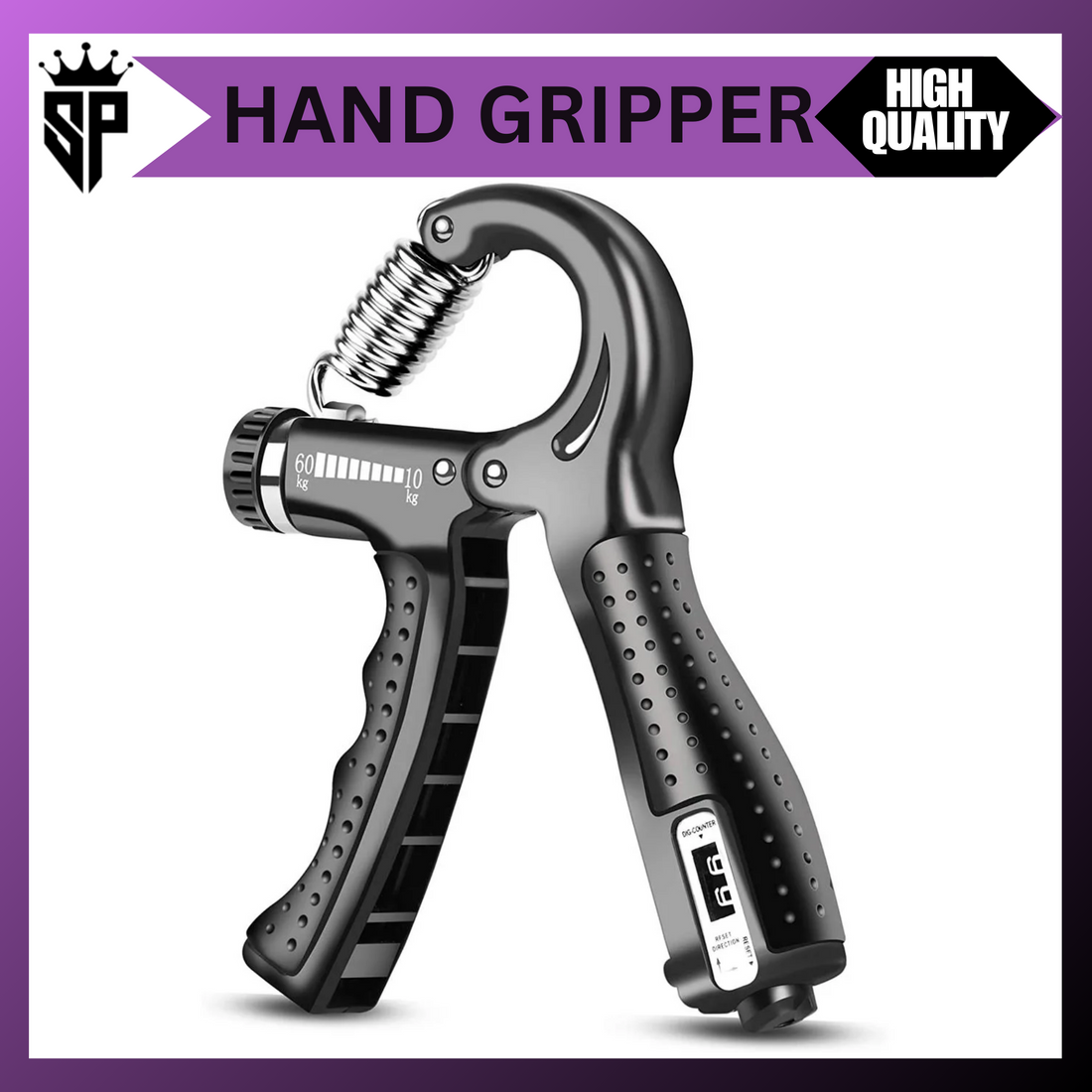 Adjustable Hand Gripper 10–60KG with Counter – Unisex