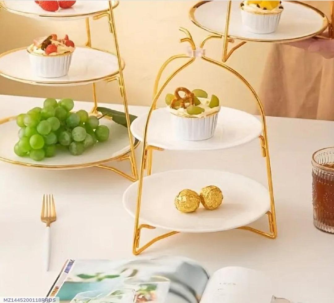 Luxury Golden 2/3 Tier Dessert & Fruit Stand – Elegant Tabletop Organiz