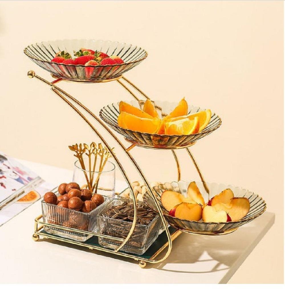 Luxury Golden 3-Tier Glass Bowl Serving Stand